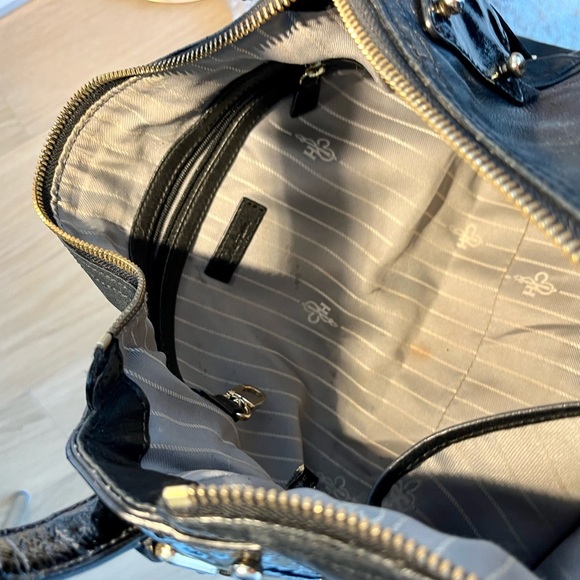 COLE HAAN Leather handbag, Black with gold accents; Good condition - Picture 9 of 12